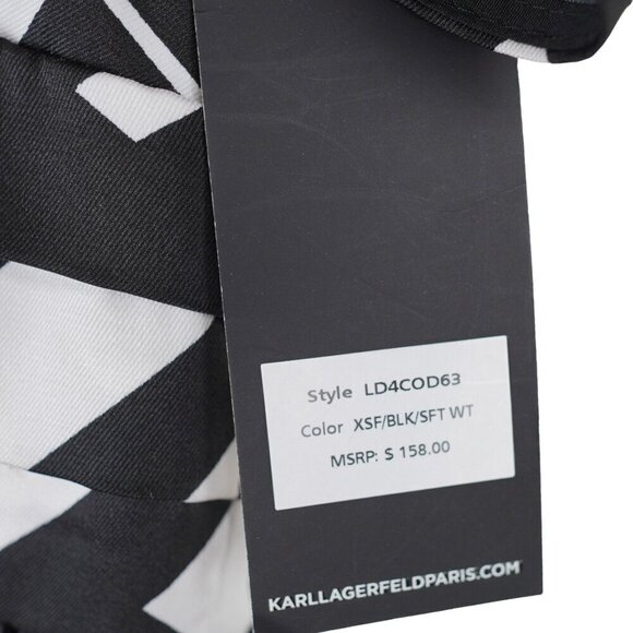 NWT Karl‎ Lagerfeld Short Sleeve Surplice Mini Dress Black & White Sz 10 - Picture 9 of 13